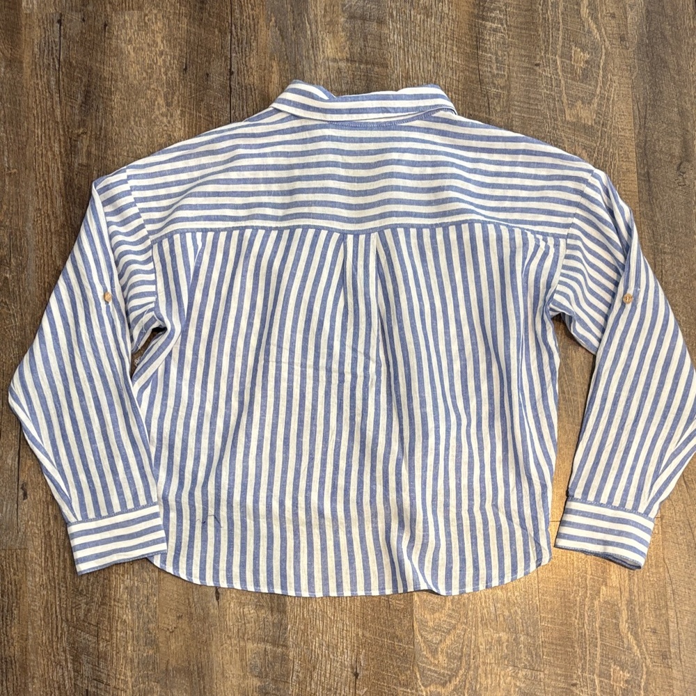 ZARA Striped linen blend knotted shirt - Picture 4 of 4